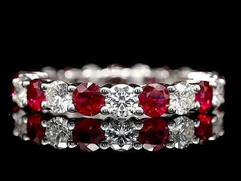 Four Claw Diamond and Ruby Eternity Ring from Ian Sharp Jewellery