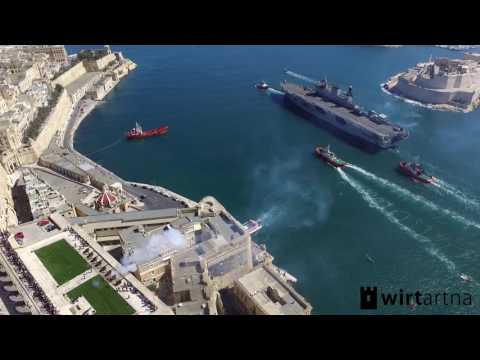 HMS Ocean Farewell 7-Gun Salute from the Saluting Battery - Malta
