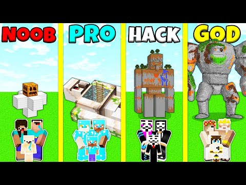 Minecraft Battle: NOOB vs PRO vs HACKER vs GOD: INSIDE GOLEM BASE HOUSE BUILD CHALLENGE / Animation