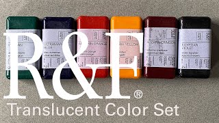 R&F ENCAUSTIC PAINT TRANSLUCENT COLOR SET 6 X 40 ML BLÖCKE UND MALPLATTE