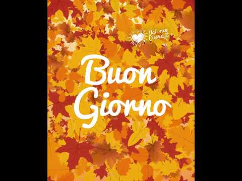 Buon giorno GIF e Video con pioggia di foglie autunnali a ritmo di musica