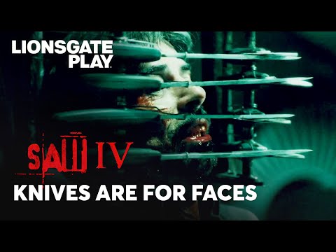 Knives Are For Faces Scene | Saw IV | Knife Chair Trap Scene | Tobin Bell  @lionsgateplay