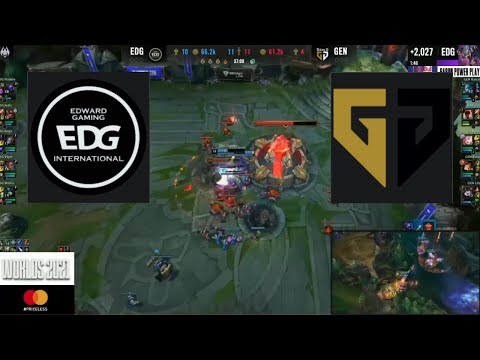 EDG Backdoors GEN for the Win With 5Head Play - EDG vs GEN Game 1 Semifinal Highlights Worlds 2021