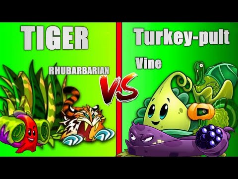 Who's Winning in the Epic Plant Battle: Turkey-Pult and Vine vs Tiger Grass and Rhubarbarian? PvZ 2