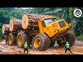 Extreme Dangerous Big Logging Wood Truck Driving Skill Fastest Chainsaw Cutting Tree Machines 38