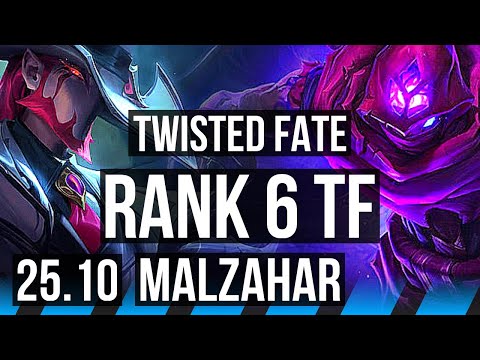 TWISTED FATE vs MALZAHAR (MID) | 50k DMG, Rank 6 TF, Godlike, 500+ games | KR Challenger | 25.10