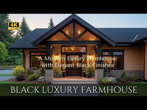 Elegance Modern Black Farmhouse: Modern Luxury Real Estate with Black Finishes in Every Detail