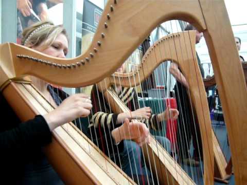 Bethan Nia and Harriet Earis at National Eisteddfod 2010 Wales play Teifi harps