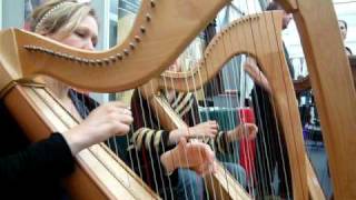 Bethan Nia and Harriet Earis at National Eisteddfod 2010 Wales play Teifi harps