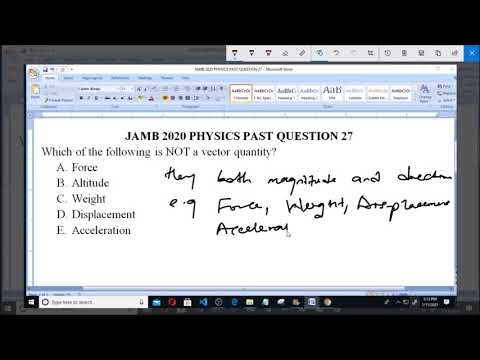 JAMB 2020 PHYSICS PAST QUESTION 27 Vector Quantities