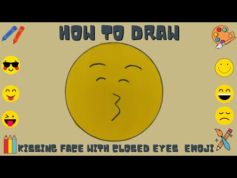 How to draw kissing face with closed eyes emoji | How to draw emoji