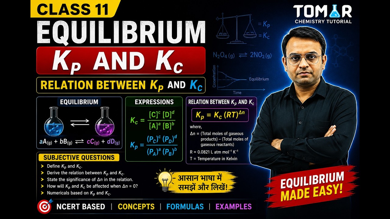 Equilibrium class 11/ kp and kc / Relation between Kp and Kc / subjective questions
