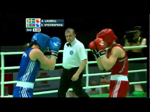 Middle (75kg) SF - Laurell (SWE) vs Vystropova (AZE) - AIBA Women's World C'ship 2012