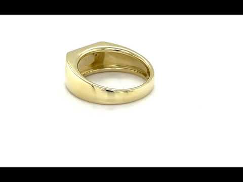 9ct Yellow Gold Diamond Set Satin Finished Table Signet Ring - 03230009 | Johnsons Jewellers