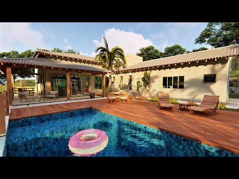 ( P - 050 ) PROJETO DE CASA EM L - CASA COM 3 SUITES