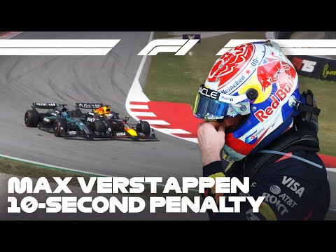 Max Verstappen's 10-Second Penalty For George Russell Collision | 2025 Spanish Grand Prix