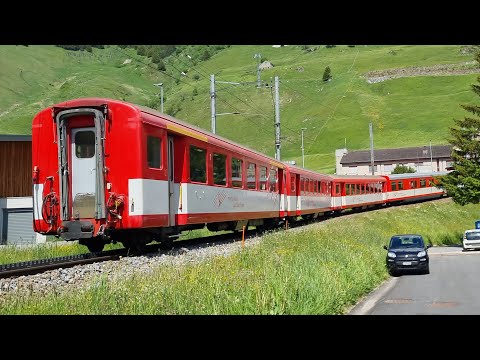 MGB HGe 4/4 II mit Komp abfahrt in Andermatt