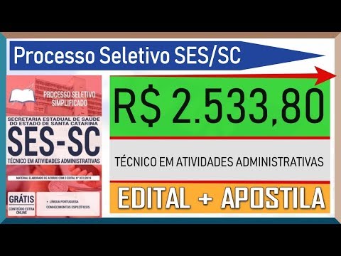 Processo Seletivo SES SC 2019 - Apostila Para TÉCNICO EM ATIVIDADES ADMINISTRATIVAS
