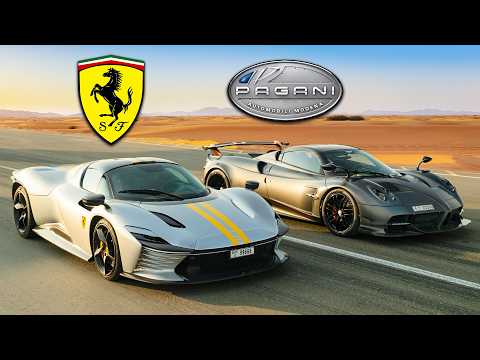 페라리 SP3 vs 파가니 와이라 - 드래그 레이스!