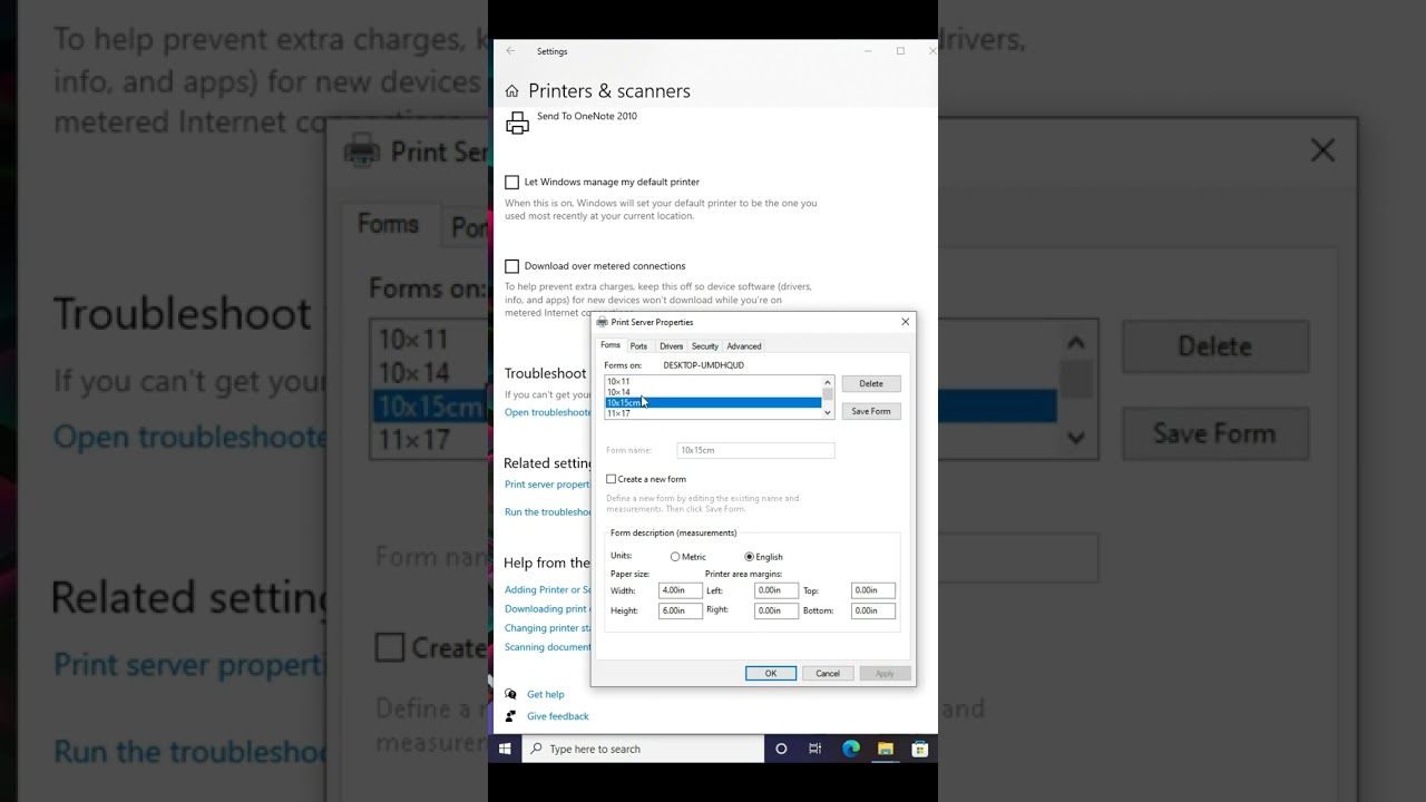 How to change print server properties in windows 10