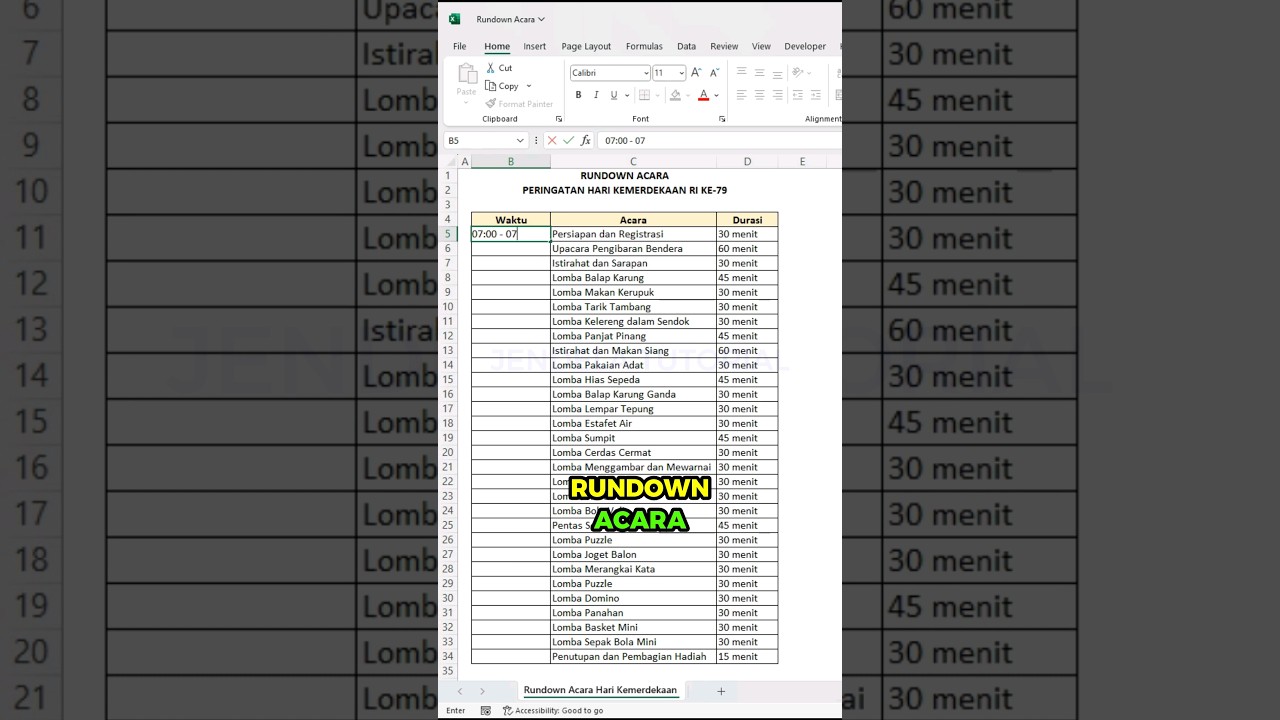 MEMBUAT RUNDOWN ACARA DI EXCEL‼️#belajarexcel #exceltips #excelhacks #tutorialexcel #excel