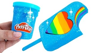 DIY How to Make Play Doh Sparkle Heart Popsicle Modelling Clay Learn Colors * RainbowLearning