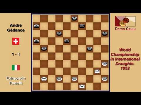 Edmondo Fanelli (ITA) - André Gédance (SUI). Draughts World Championship. 1952.