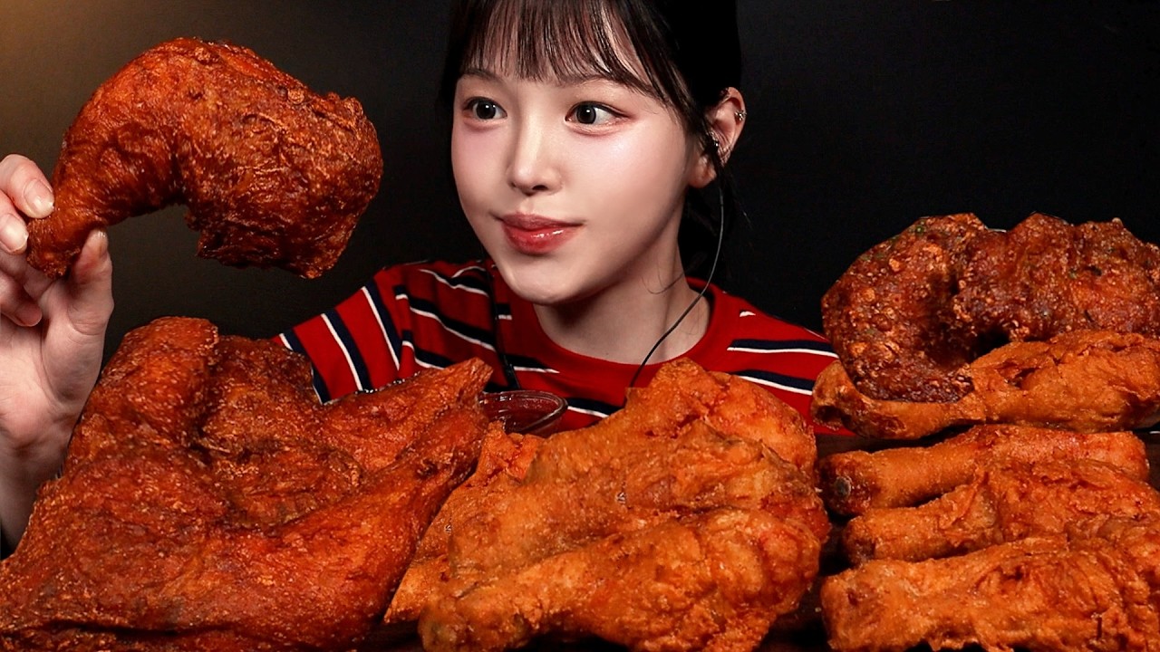 SUB)근본 후라이드 치킨 먹방!🍗겉바속촉 옛날 통닭에 닭껍질튀김까지 순삭했어요 Crispy Fried Chicken Mukbang A