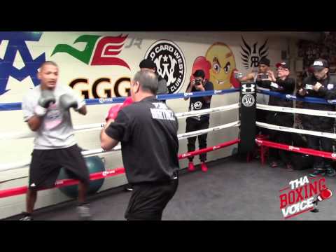 Aaron Martinez Doing Pad Work Getting ready For Sammy Vasquez
