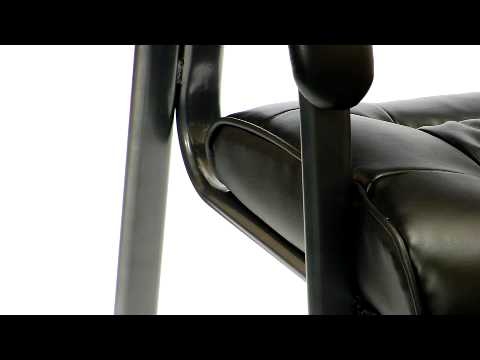 Flash Furniture White Leather Guest / Reception Chair with Black Frame Finish