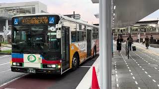 【右左折アラーム有り】近江鉄道バス車番1461三菱ふそうエアロスター車種LKG-MP37FK パナソニック前・クレスト草津立命館大学行き南草津駅西口バス停発車シーン