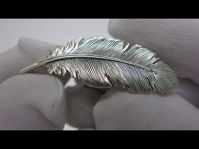 Срібна брошка "Пірьячко" хба21 Відео огляд