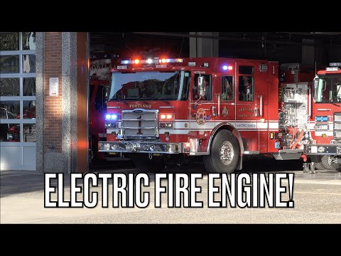 ELECTRIC FIRE ENGINE! Portland Fire & Rescue Engine 1 Responding (Pierce Enforcer Volterra) [4K]