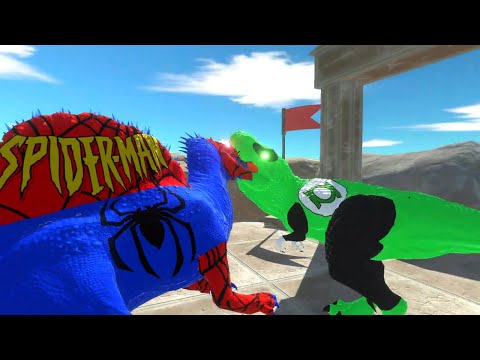 SPIDERMAN SPINOSAURUS MOUNTAIN DEATH CLIMB - Animal Revolt Battle Simulator