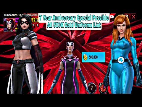 7 Year Anniversary Special Possible All 500K Gold Uniforms List - Marvel Future Fight