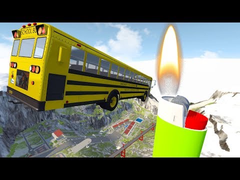BeamNG.drive - Cars Jumping through Fire Lighter Burning Crashes(Giant Lighter)
