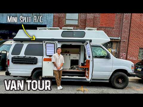 INSANE Classic Ford Econoline Custom Camper Van Build W/Fiberline High Roof & Mini Split AC