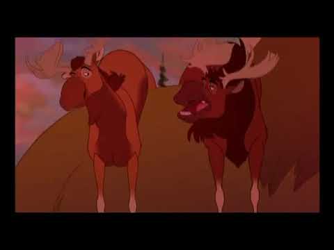 Brother Bear 2 trailer frame showing Kenai and Koda trekking through snowy pines