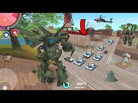 Rope Hero Vice Town - (Transformer Jet Airplane Fight Army Tanks) 10x Army Tank  in Power Cave