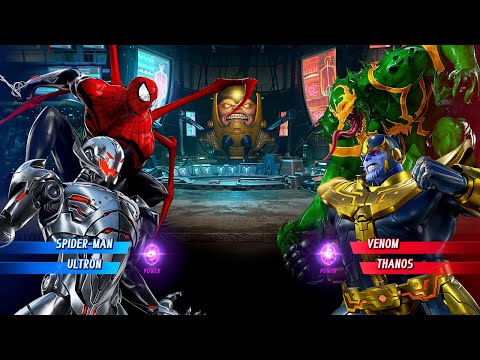 Spiderman & Ultron VS Venom & Thanos (Very Hard) - Marvel vs Capcom | 4K Gameplay