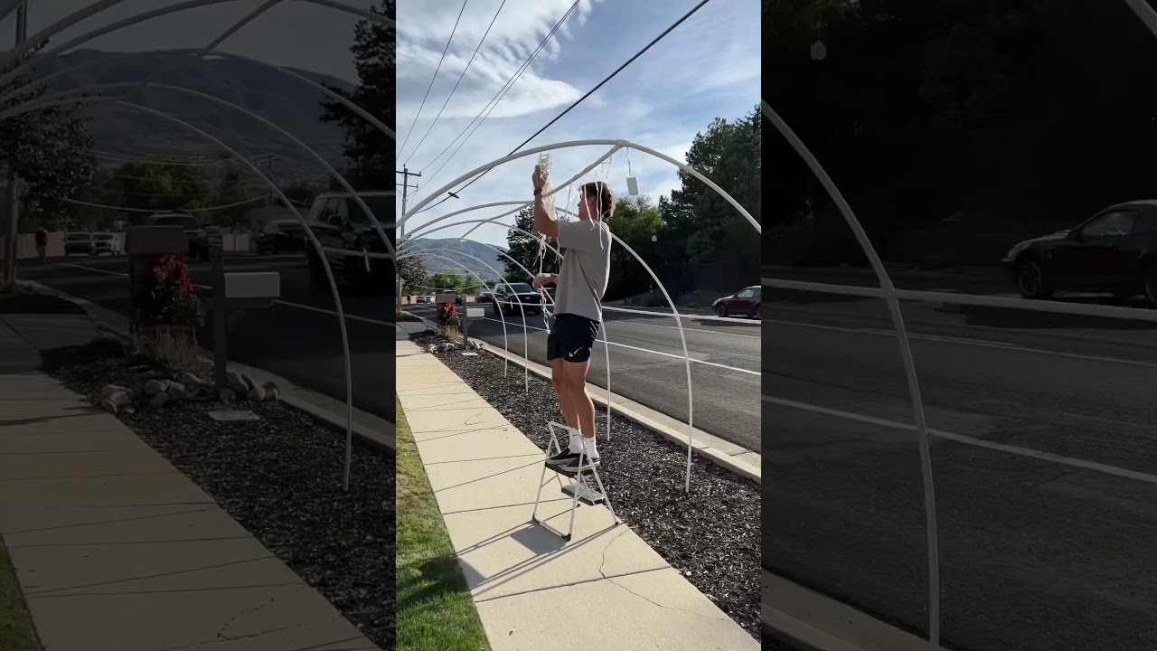 Making a DIY PVC light tunnel! #diy #lighttunnel #christmas #christmaslights #christmasinspo #home