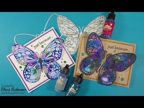Die Cut & Alcohol Inked Butterfly Card with Elizabeth Craft Designs