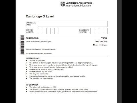 O level accounts may June 2020 paper 22 q3 Part A