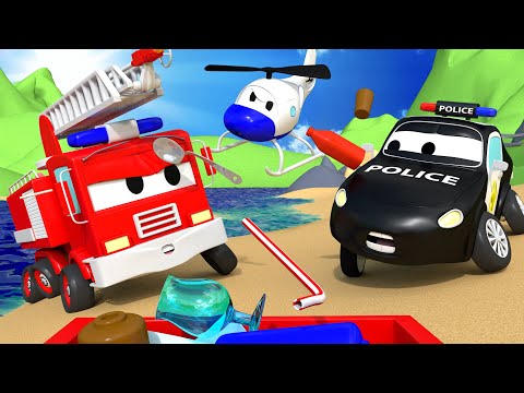 La Super Patrulla - La Playa de Basura - Auto City | Dibujos animados de carros