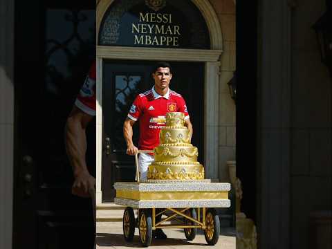 Ronaldo vs Messi, Neymar & Mbappé – Cake Cutting Surprise 🎂⚡ #ronaldo #messi #goat #aifunnyshorts