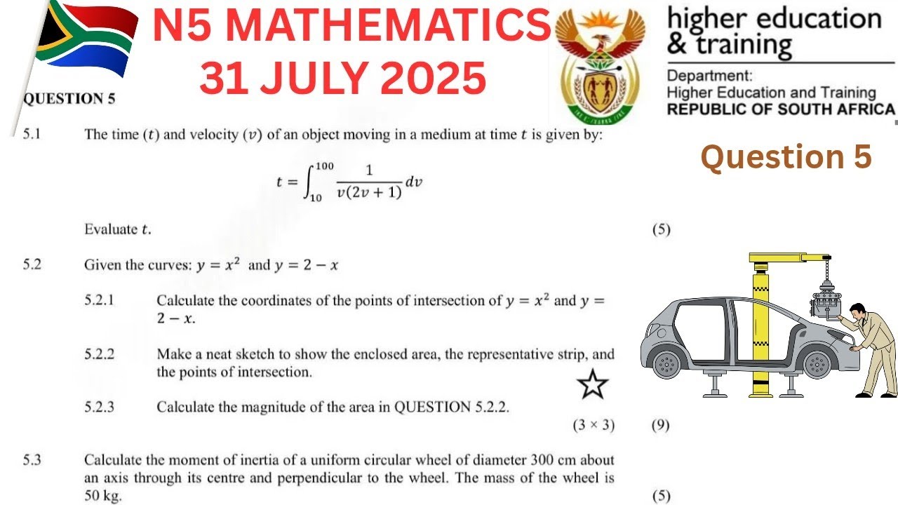 N5 Mathematics Application of Integration question 5 July August 2025 past question paper #n5maths