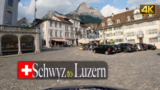 Driving in Switzerland from Schwyz to Lucerne (Luzern) 🇨🇭