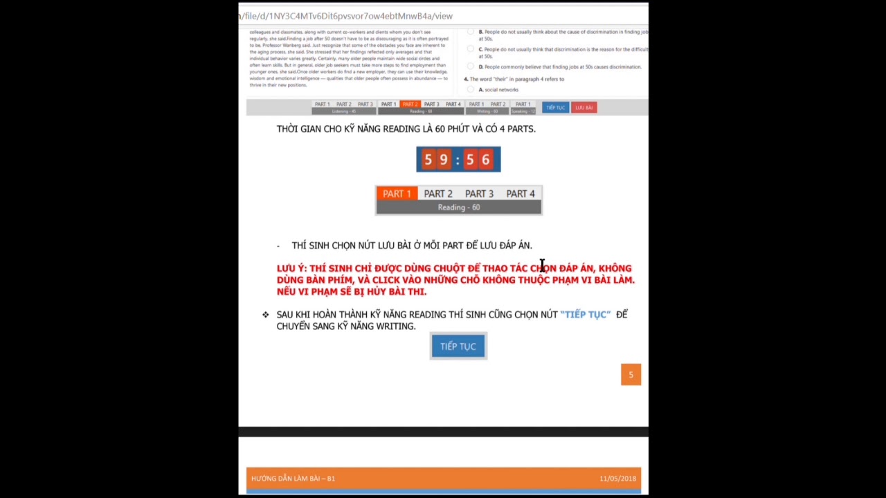 Hướng dẫn thi tiếng Anh B1