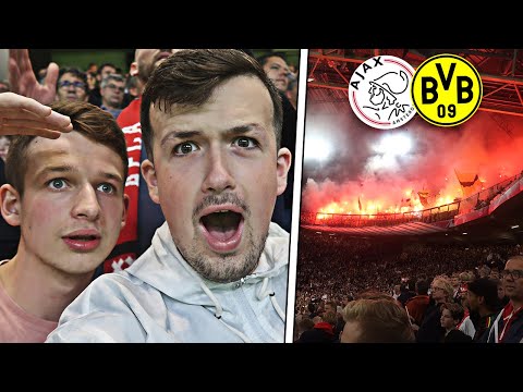 FIREWORKS, PYROS & SCENES as AJAX BEAT BORUSSIA DORTMUND 4-0