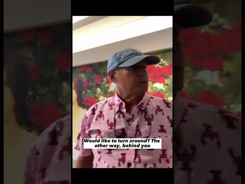 Lana's Dad Rob Grant at Interscope UK Standing Next To A Lana Poster